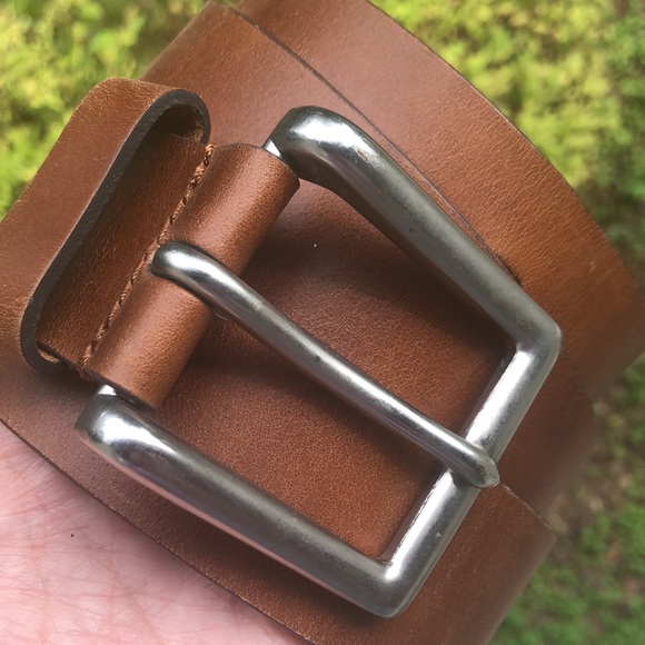 Boutique Size 2X (46-48) Smooth Leather Classic Brown Bright Silver HW $79 NEW - Picture 2 of 16